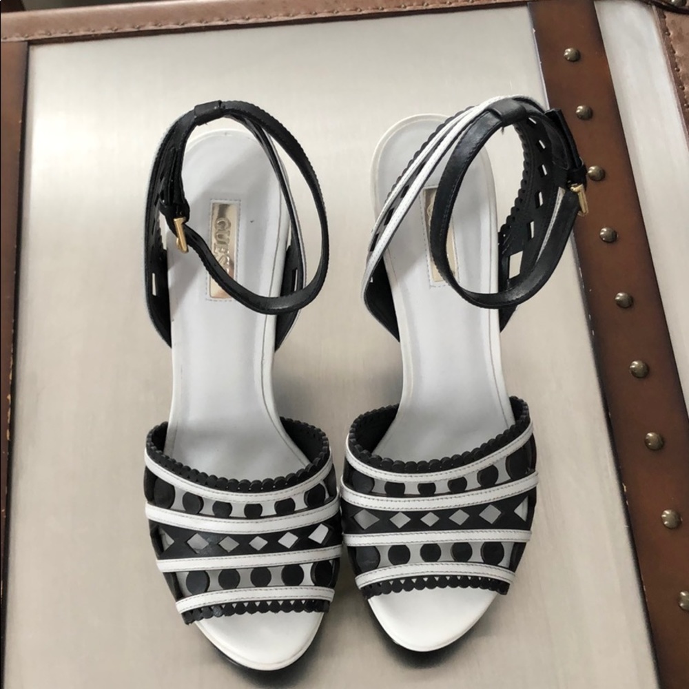 Black and white heels